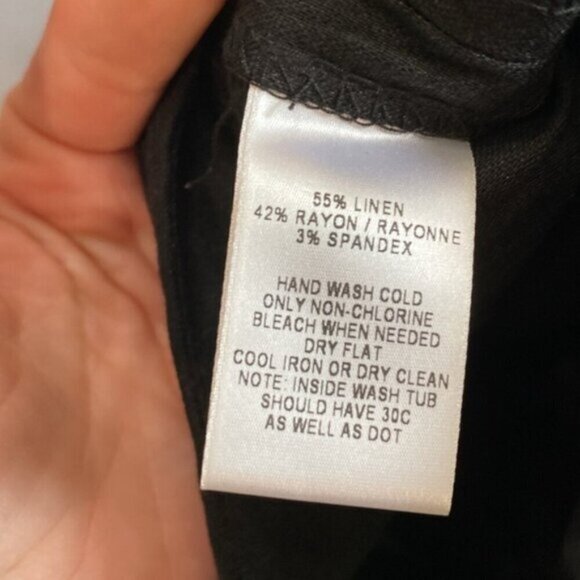 Calvin Klein Black Linen Flared Trousers Pants - Picture 12 of 13